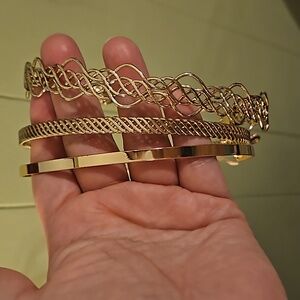 3 gold tone chocker necklaces